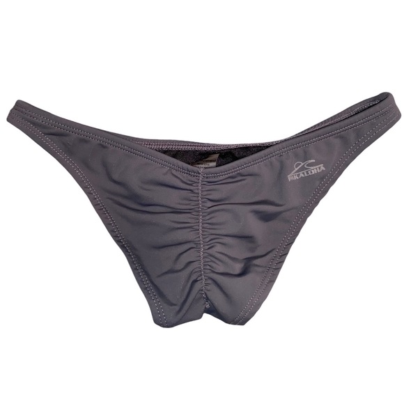 NWOT PAKALOHA Puamana Ruched Bottom Scrunch Butt Graphite Bikini Bottoms Small - Picture 3 of 11
